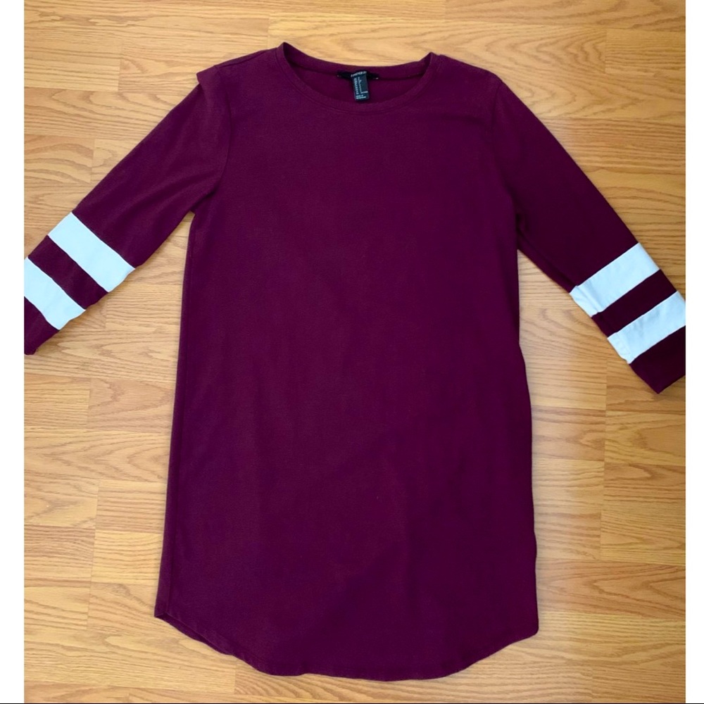 Burgundy/white Long sleeve T-shirt dress